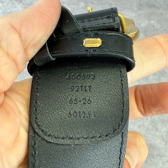 Authentic Gucci Monogram Canvas GG Marmont 400593 Khaki Belt 65/26 - Picture 10 of 11